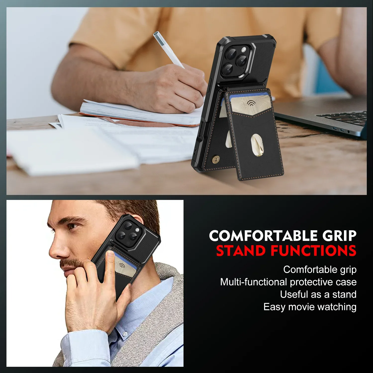 انفصال حامل بطاقة جراب هاتف آيفون 16 برو ماكس 16e 15 زائد 14 برو 13 + 12 11 Xs ماكس Xr المغناطيسي شحن أغطية جلد #6