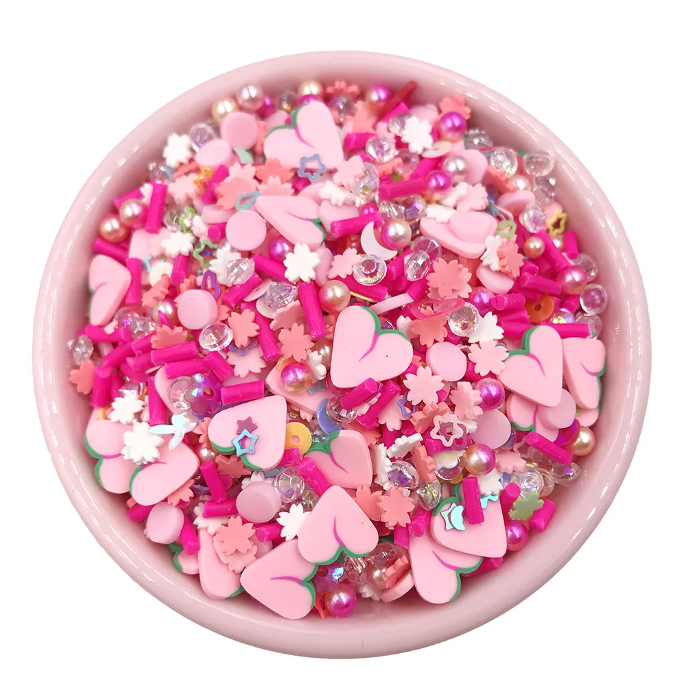 100g mieszane Pearl Rhinestone glina polimerowa zraszacze dla rzemiosła DIY Slimes wypełniacz dekoracji Tiny śliczne plastikowe akcesoria klei