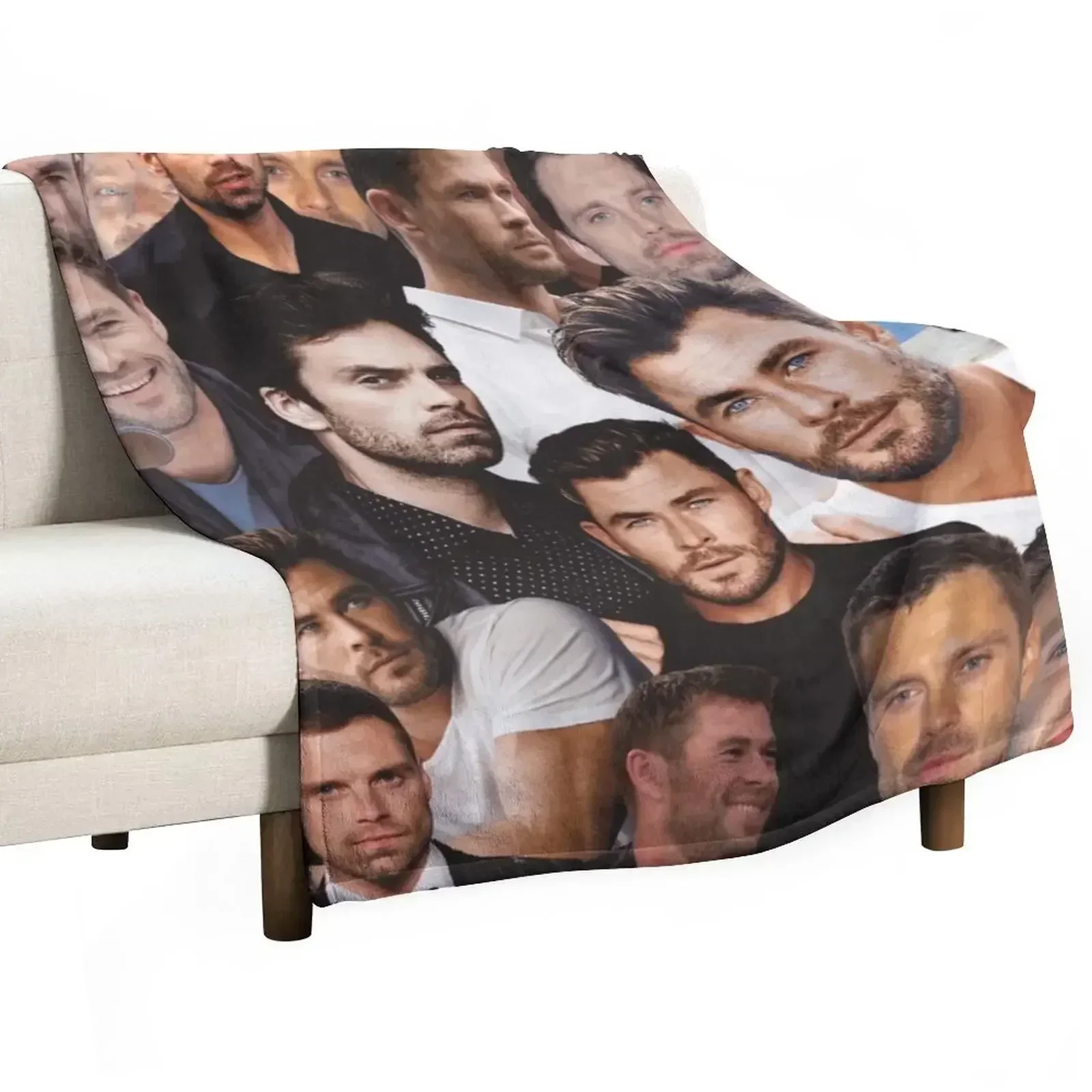 

sebastian stan and Chris Hemsworth photo collage Throw Blanket Reusable Durable Soft Blanket for All Seasons