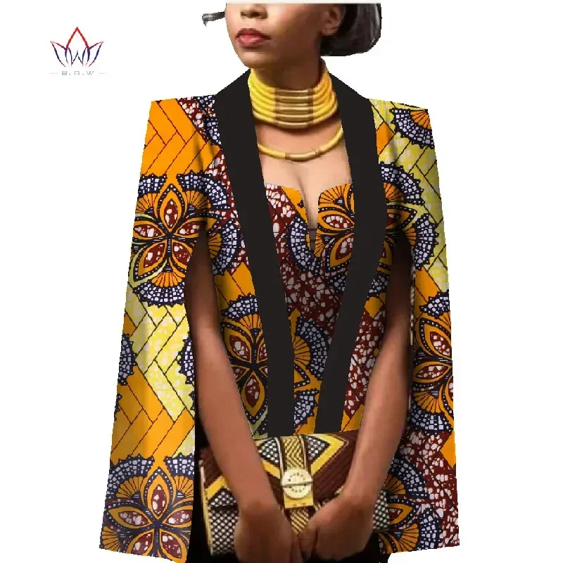 African Women Clothing Full Sleeve Cape Coat Dress Suit African Tops 2 Piece Set Party Dresses Winter Dress Women Clothes WY552