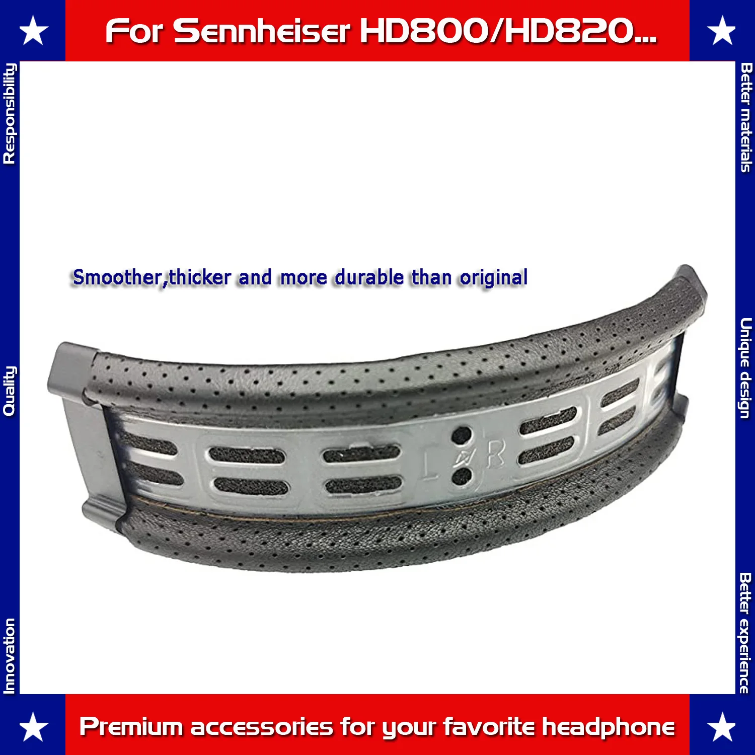 Atualizado perfurado carneiro substituição auscultadores, Headband Cushion, Compatível com Sennheiser HD800, HD800S, HD820, Drop HD8XX