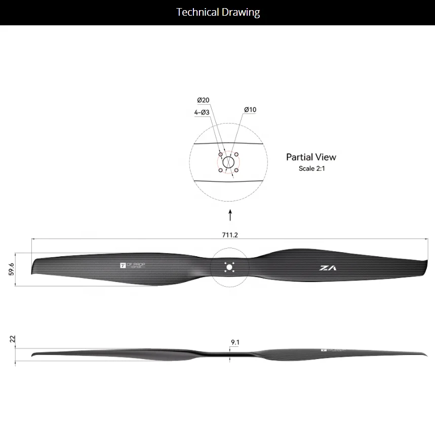 T-MOTOR VZ28*10.8 Cw Ccw Silent Noise Heavy Lift 28inch 33kg Thrust Vtol Uav Drone Propeller Blades