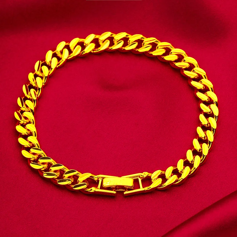 GoldNouveau AU999 Watch Buckle Bracelet Women's 24K Gold - Shiny watch buckle, non-deformable chain, value-preserving,top jewelr