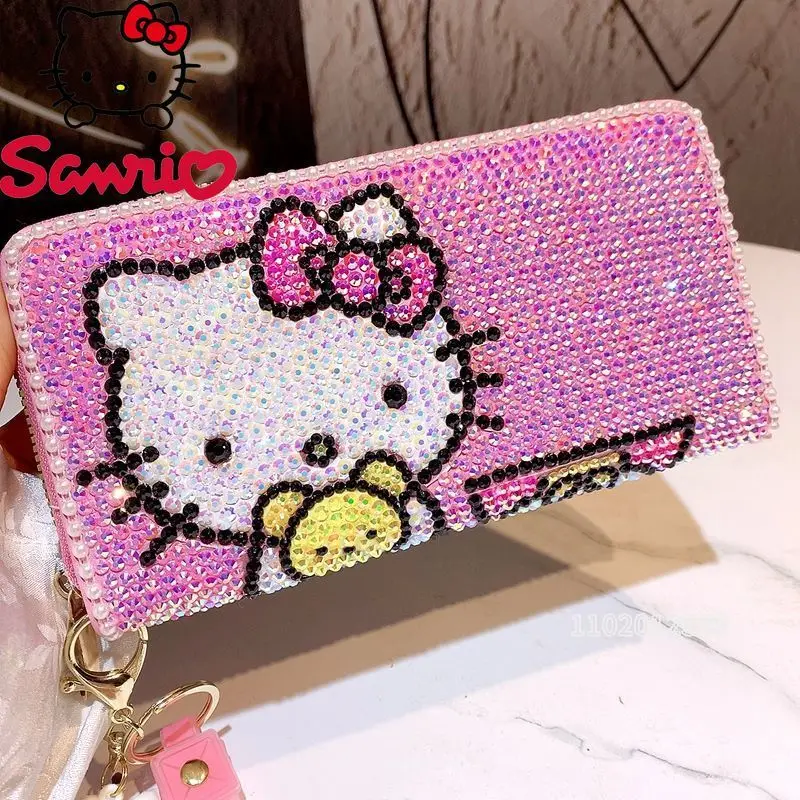 

Hello Kitty New Diamond-Encrusted Long Luxury Brand Fashion Women's Wallet with Diamond Multi Card Slot Shiny Banquet Wallet