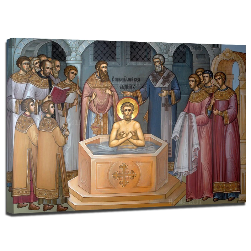 Baptism Of Grand Prince Vladimir Holy New Martyr Nicholas The First Ecumenical Council Of Nicaea Canvas Wall Art By Ho Me Lili