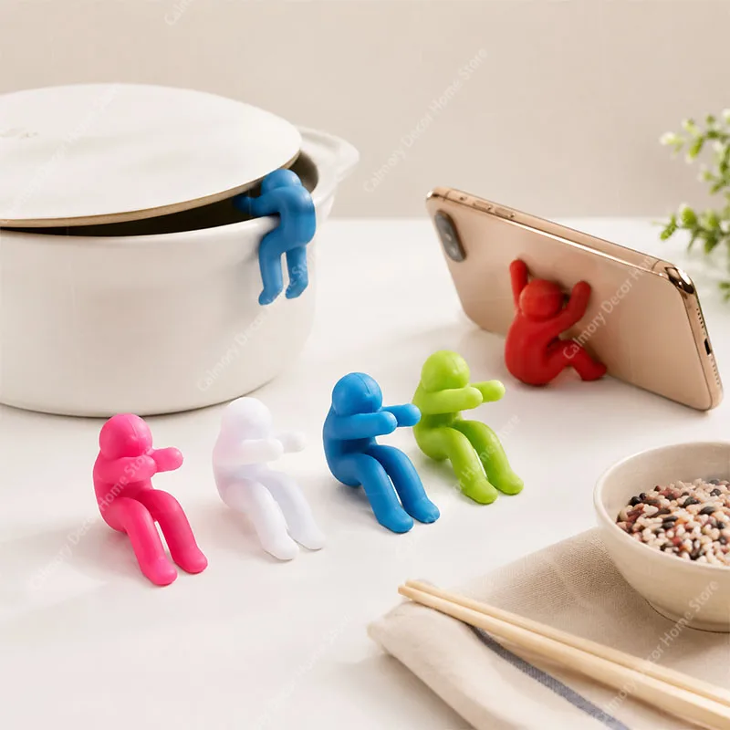 Anti-Overflow Pot Clip Kitchen Tools Silicone Support Pan Pot Lid Holder Stand Mobile Phone Chopstick Spoon Holder Stand Gadgets