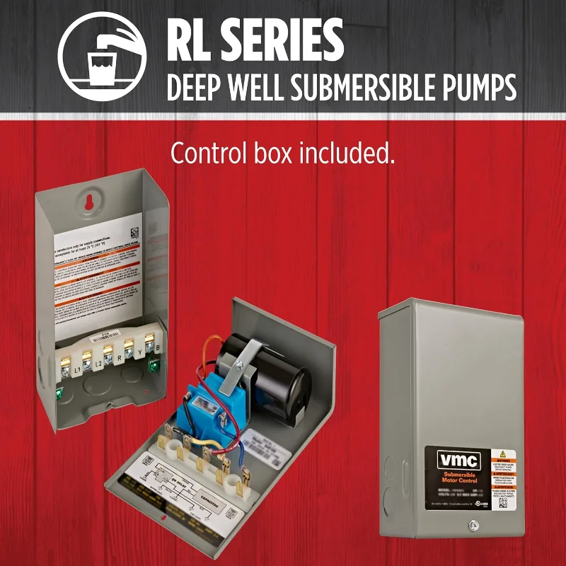 Red Lion RL22G10-3W2V Bomba de poço profundo submersível de 4 polegadas com caixa de controle, 1 HP, 22 GPM, 3 fios, 230 volts, aço, 14942409