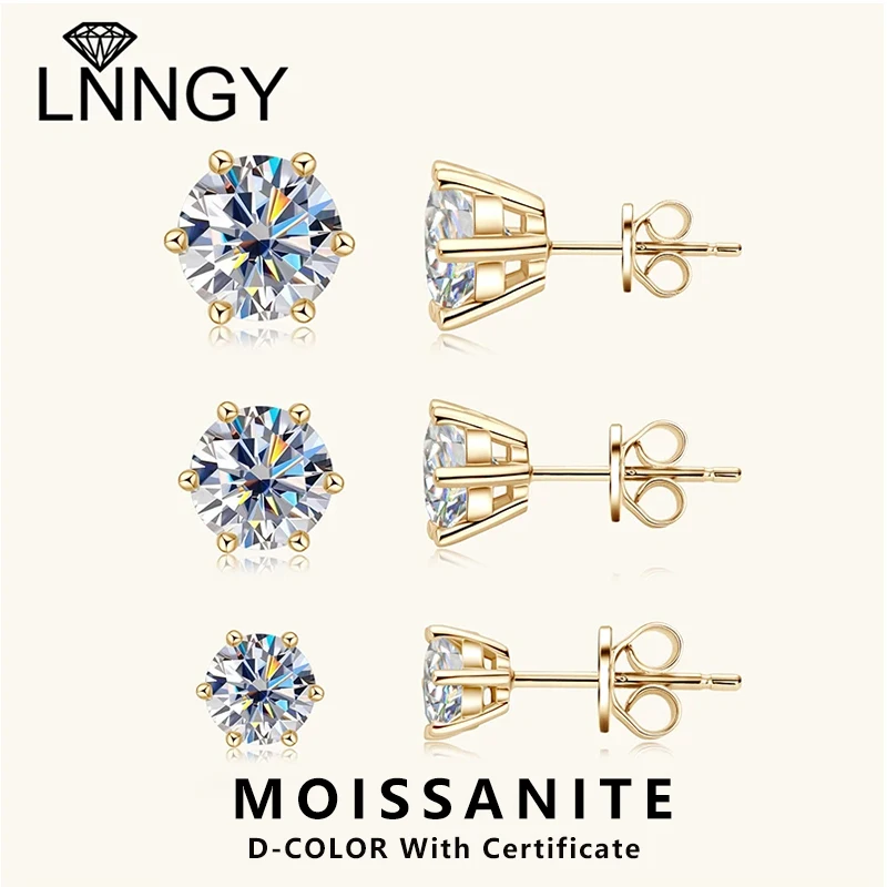 

Lnngy 6 когтей D-цвет муассанит серьги-гвоздики классические серьги из стерлингового серебра 925 пробы для женщин 2025 модные новые стильные ювелирные изделия