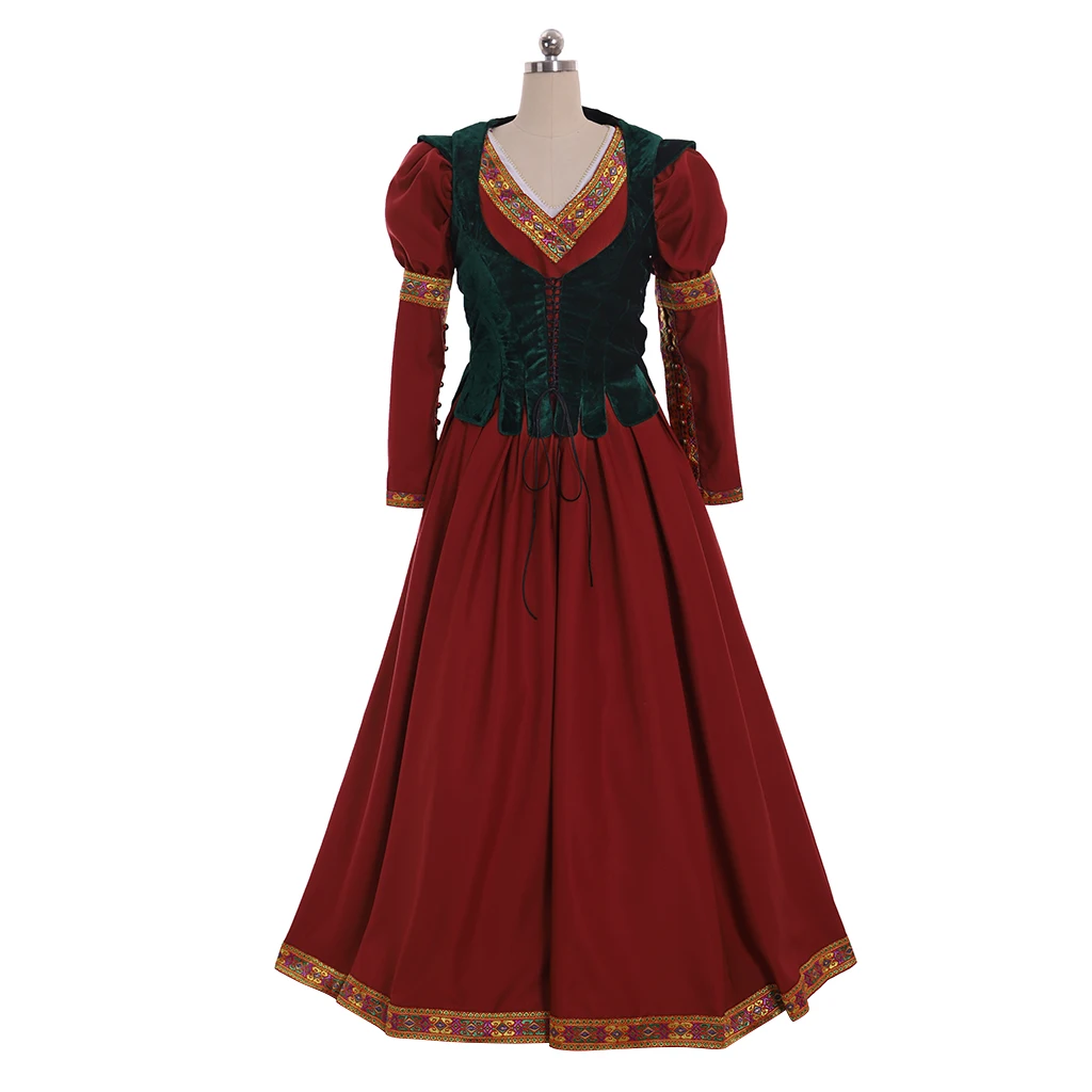 Renaissance Faire Cosplay Costume Miss Santa Dress Christmas Ball Gown Medieval Renaissance Dress Women New Year Costume