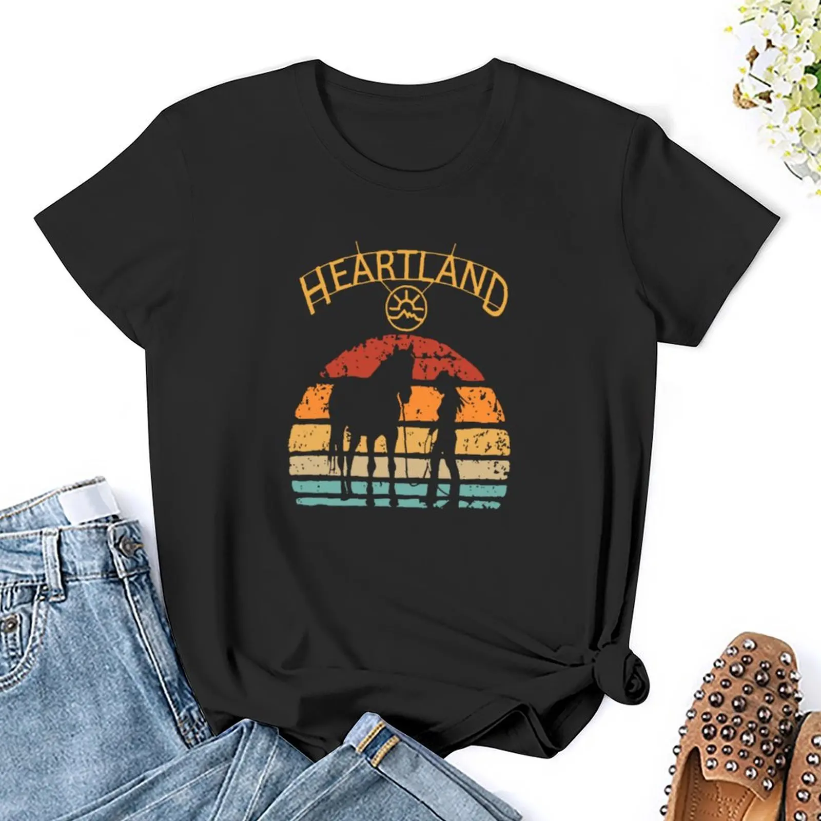 Heart land T-Shirt übergroße Vintage Funnys Animal Print Frauen kleidung