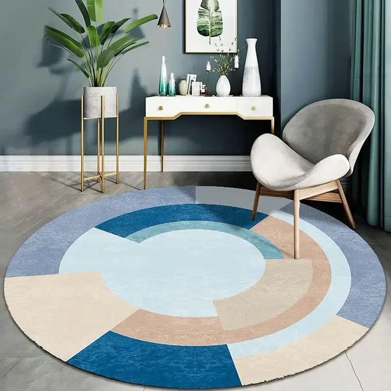 Vikama nordic geometrischen runden teppich wohnzimmer dekoration studie couch tisch matte schreibtisch drehstuhl fuß matte kristall samt