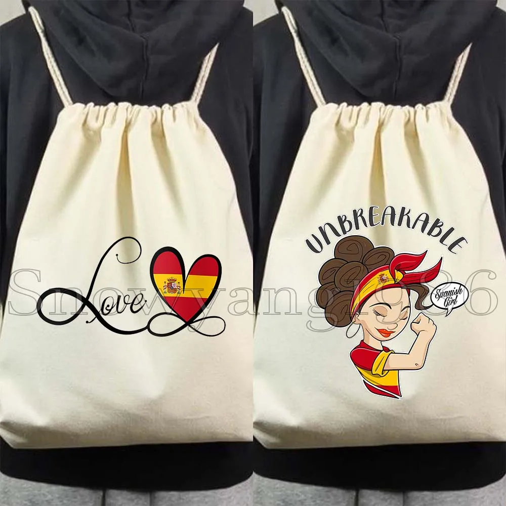 Bandera del país nacional español de España, mapa, regalos de Barcelona, bolsas de lona con cordón, mochila de fútbol, mochila de gimnasio, bolsa de cuerda deportiva