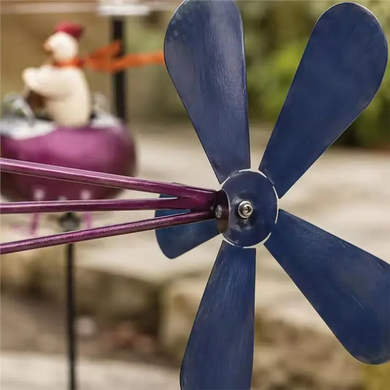 VEHO-Whimsical Helicopter Wind Spinner - Fun Metal Chicken Weather Vane For Garden, Patio, Yard Decor