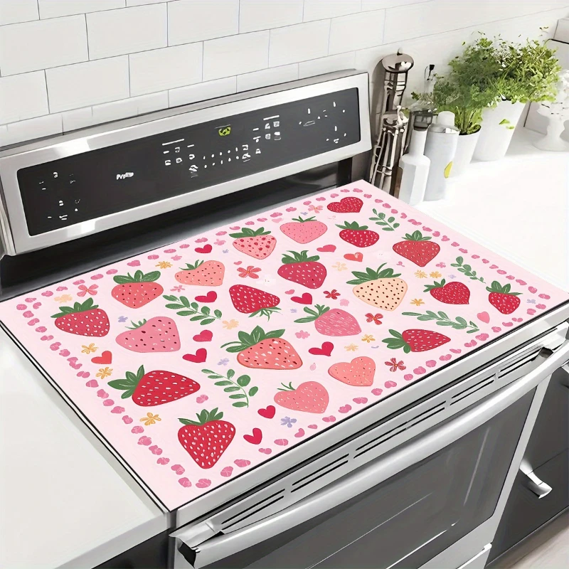 Gentle Pink Sweet Strawberry Tone Layout Kitchen Drain Mat,Kitchen Counter Coffee Bar Tabletop,Non Slip,Quick Dry,Present