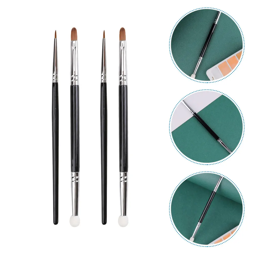 4Pcs Small Concealer Brush Double Head Fiber Makeup Tool for Blemish Cover Nose Shadow Eyeliner Precision Application Travel