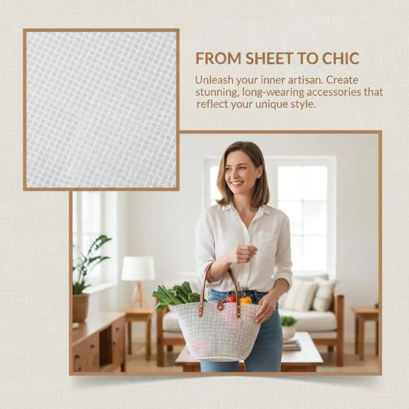 1 Set Schwarzes Netzgewebe aus Kunststoff für Stickerei, Handgewebte Tasche, DIY-Werkzeugset, Geldbörse, DIY-Material für Handarbeitsliebhaber, Handgemachtes Geschenk – Detail 1