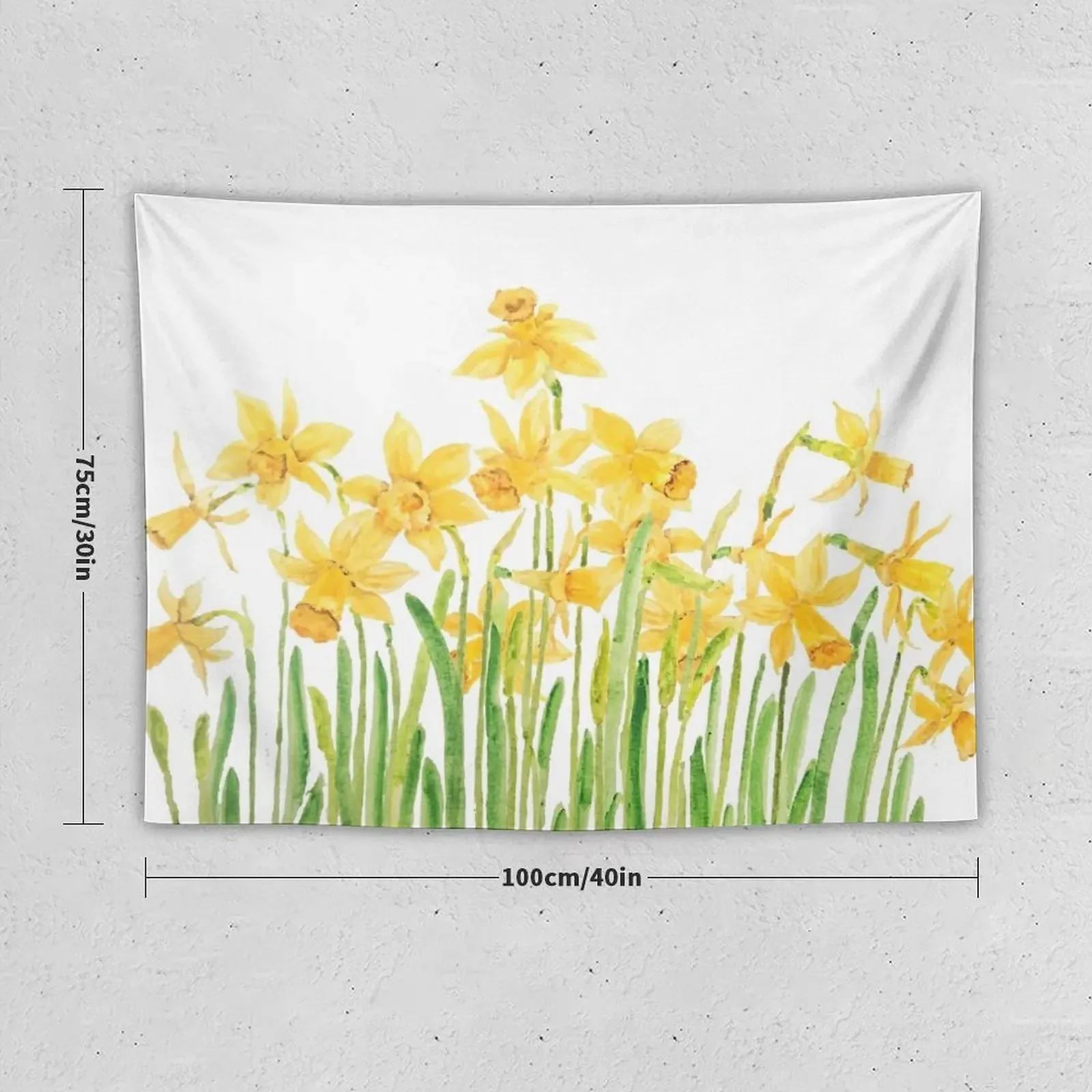 yellow daffodils field watercolor Tapestry Aesthetic Room Decors Room Ornaments Tapestry