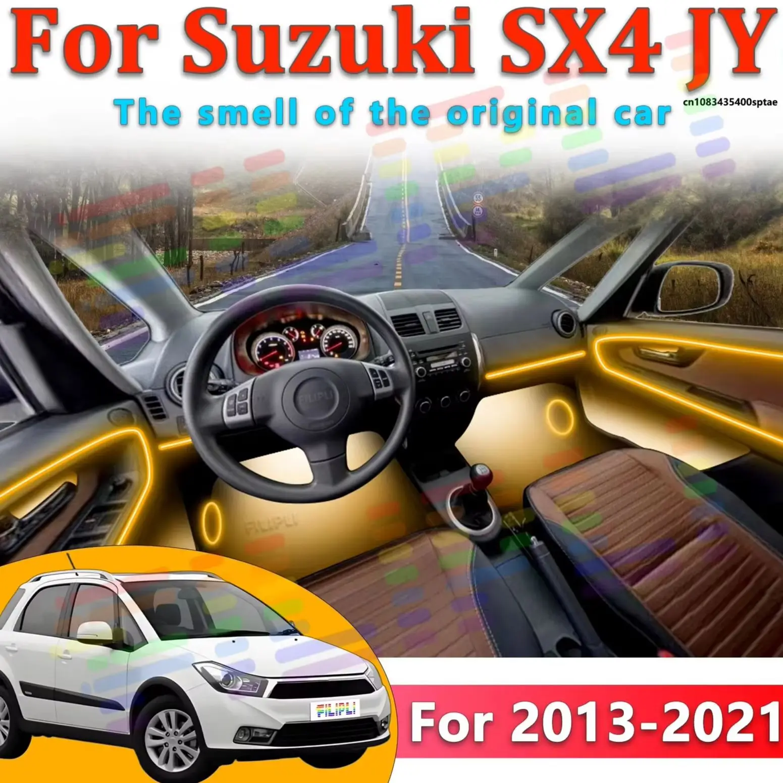 

Для Suzuki SX4 JY 2013~2021: Светодиодные лампы для создания атмосферы в салоне автомобиля, цветные неоновые полосы с управлением через приложение, 64 RGB-цвета