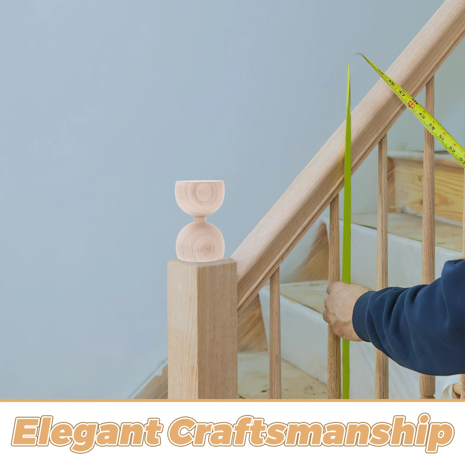 2Pcs European Style Wooden Staircase Finials Hourglass Design Round Post Caps Elegant Wood Railing Cover Outdoor Indoor Decor