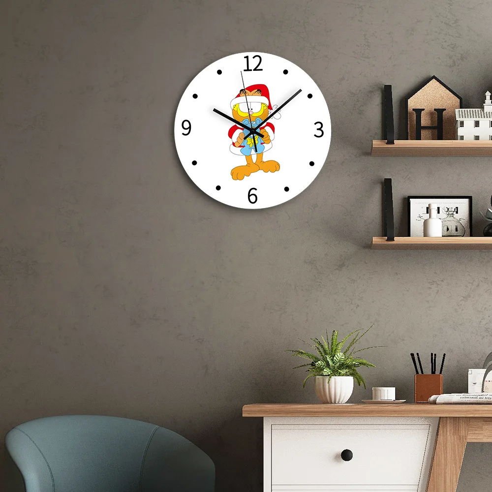 Cute Garfield Christmas Gift Wall Clock for Kids Room Nordic Style Atmosphere Decoration Fast Shipping