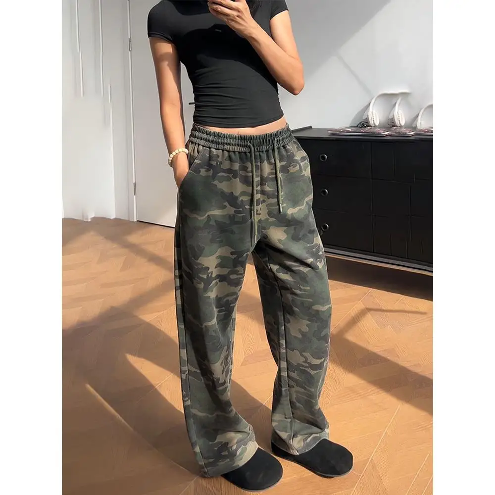 

American Retro Camouflage Knife Sweatpants Men Women Hiphop Street Dance Autumn Long Straight Sports Trousers