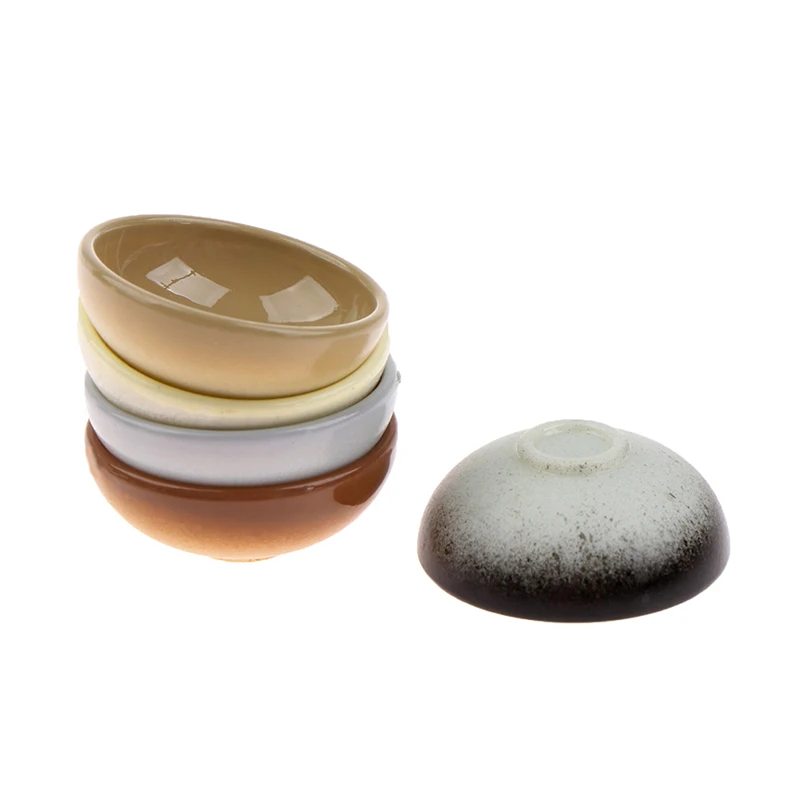 10개 미니어처 그릇 접시 원형 1/12 스케일 인형 집 주방 식사 액세서리