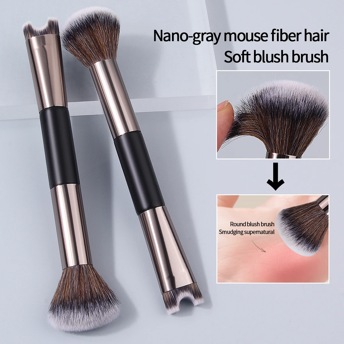 1/2PCS dual-head makeup brush, blush brush, contouring brush, U-shaped nose shadow brush, multi-purpose portable beauty tool