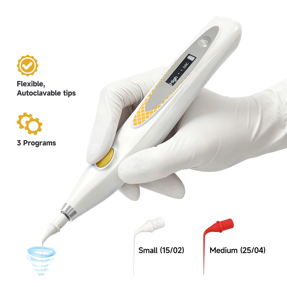 Dental Root Canal Cleaning Machine Dental Ultrasonic Wireless Cleaning Root Canal Cleaner with Timing Battery Display 60 Tips