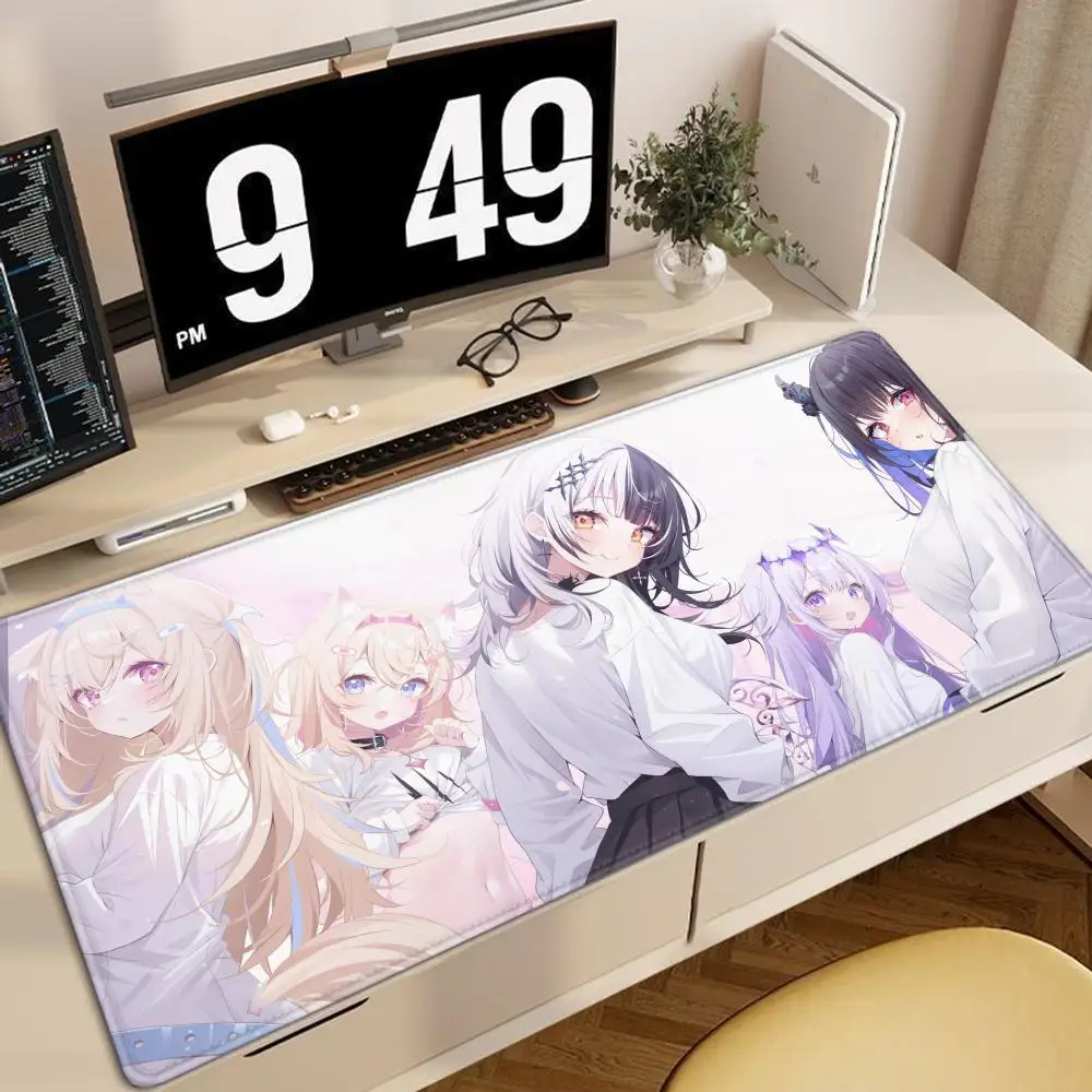 Hololive Popular Virtual Artist Fuwamoco Mousepad Anime Girl Game Keyboard Pad Cute Lock Edge Deskmat