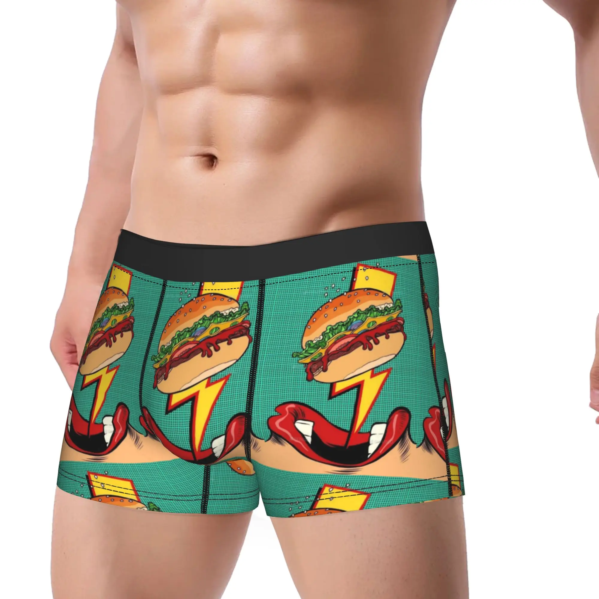 

Novelty Boxer Shorts Panties Briefs Man I Enjoy Eating Hot Dog Hamburger Underwear Breathable Underpants for Male Plus Size