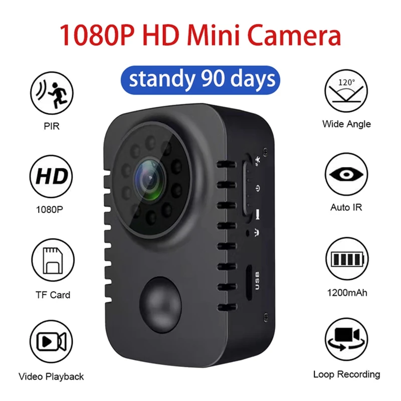 HD Mini Körper Kamera 1080P Sicherheit Tasche Nachtsicht Cam Für Auto Standby PIR Video Recorder Mit 32G TF Karte