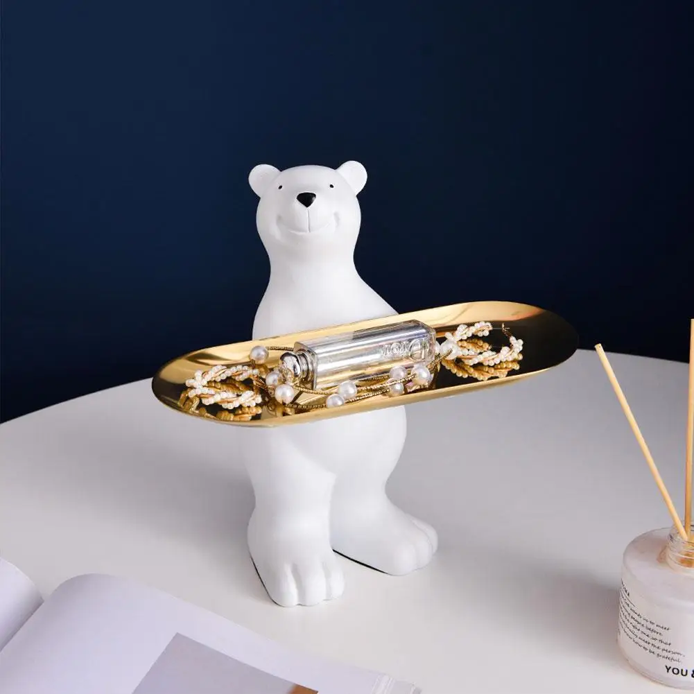 

Polar Bear Landing Storage Ornaments Living Room Porch TV Pallet Decorative Gift Home Cabinet Birthday Key Storage Y8Y1