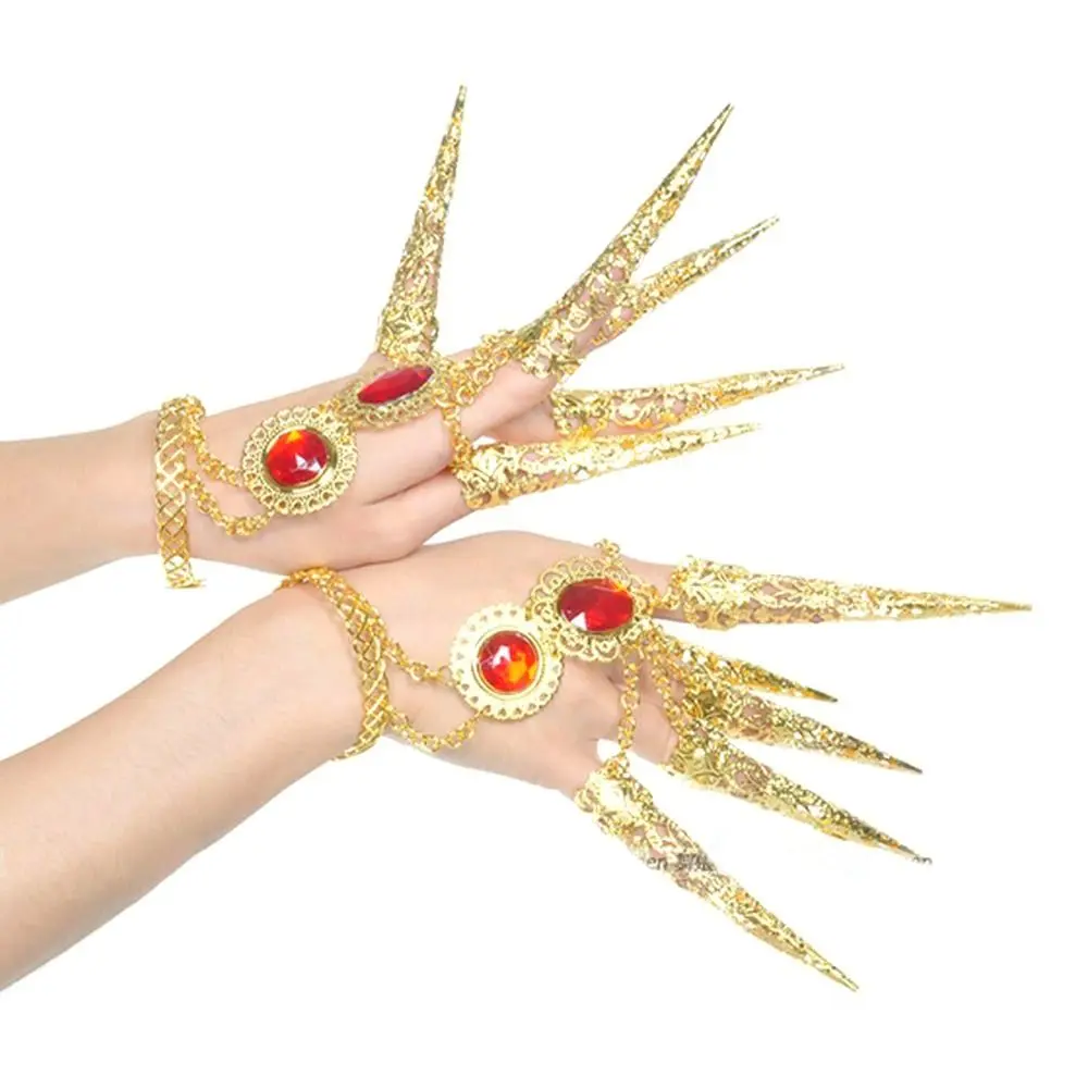 5Pcs Exquisite Belly Dance Golden Finger Jewelry False Nail Dance False Nail Dance Prop