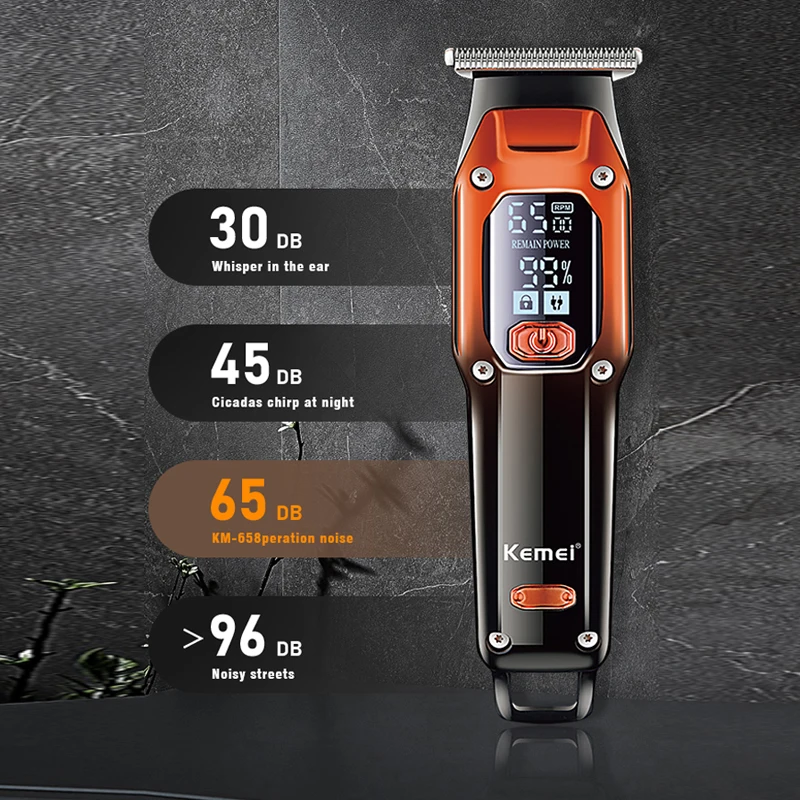 Kemei 전기 머리 절단기 전문 무선 머리 깎기 정밀 조정 머리 트리머 디지털 디스플레이 KM-658