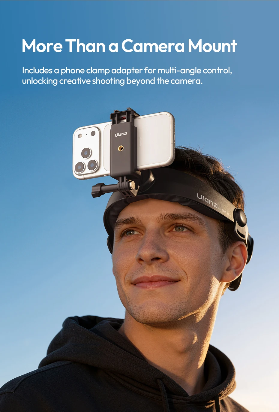 Ulanzi CM029 Kopfband 360 ° Schnellverstellrad für GoPro, Insta360, DJI Action, iPhone 17 Pro Max, Handys, Radfahren, Angeln, Vlog – Detail 5