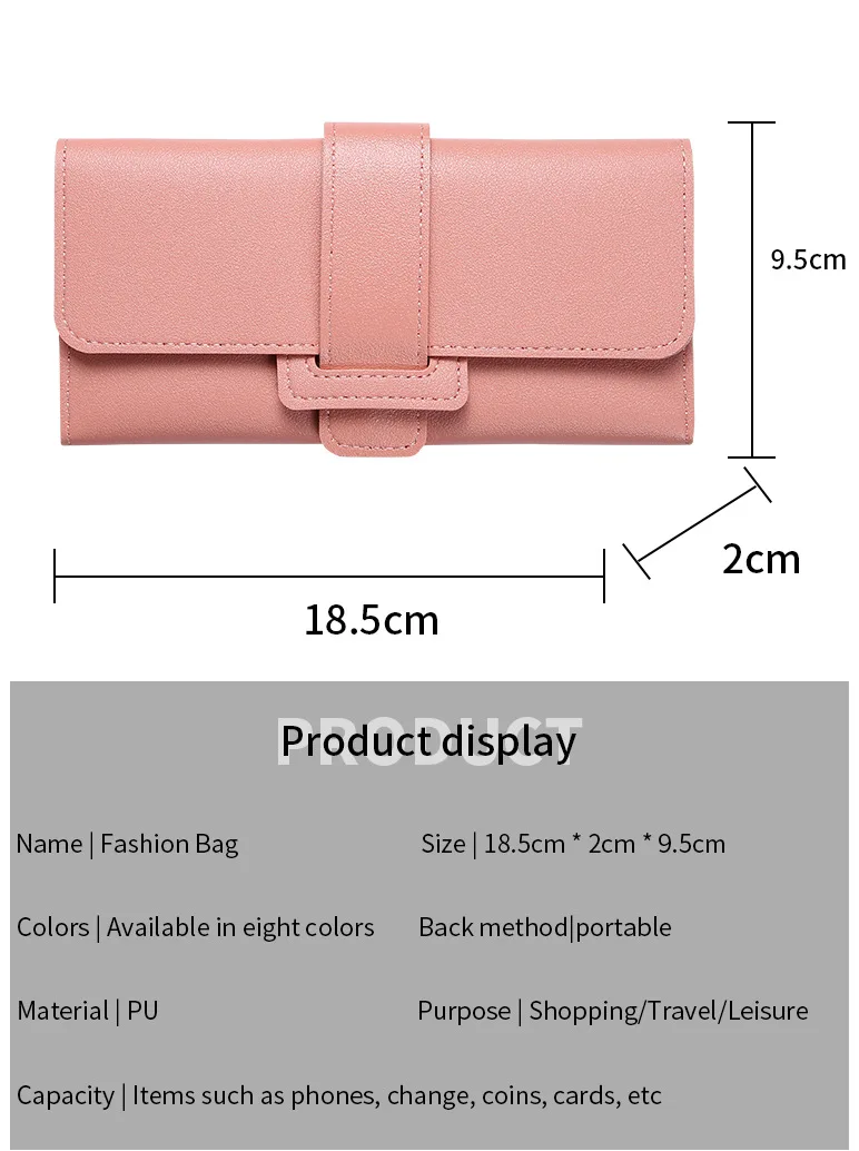 Elegant Women's Long Wallet Leather Trifold Clutch Wallet Credit Card Holder Ladies Cute Pink Wallet Purse with Zip Coin Pocket image 5