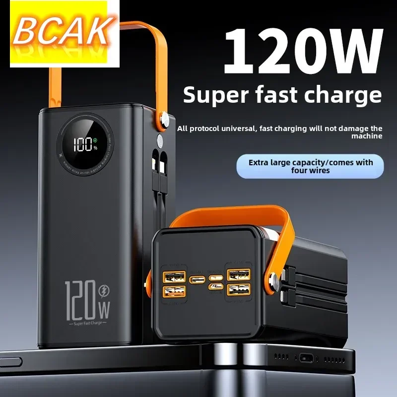 Universal Super Fast Charging 160,000 MAh Power Bank Comes with Line Outdoor Camping Large Capacity BCAK Mobile Power Supply 500