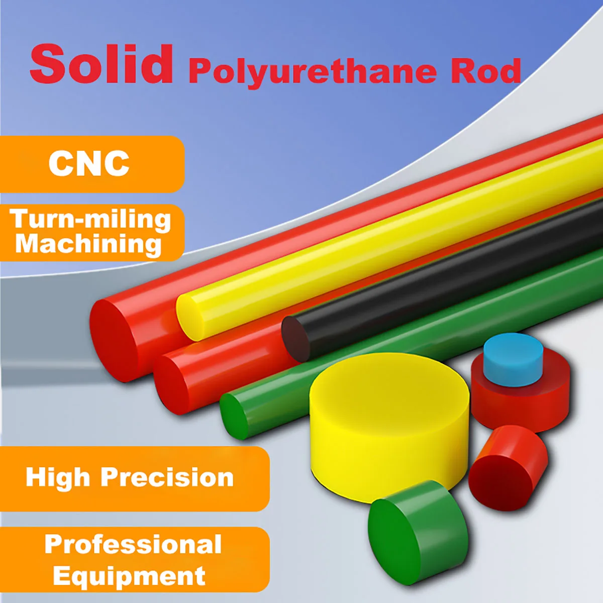 

Multiple Colors Solid PU Polyurethane Rod Dia 20/25/30/35-55mm Long 500mm Beef Tendon Plate Elastic Stretch Sticks Plastic Rod