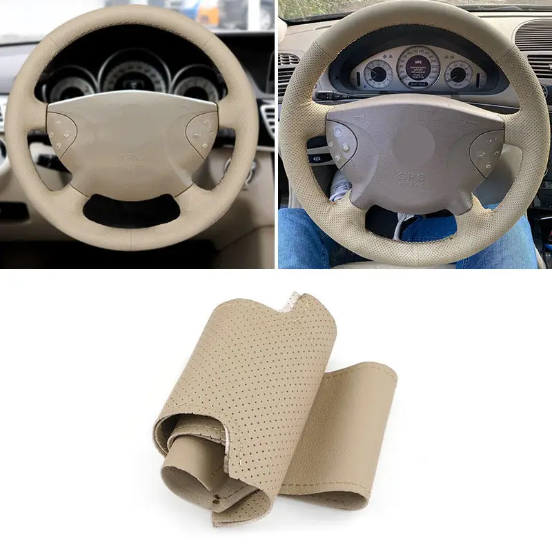 Car Steering Wheel Beige Microfiber Leather Cover Trim For Mercedes Benz E G Class W211 W463 2002 2003 2004 2005 2006 2007