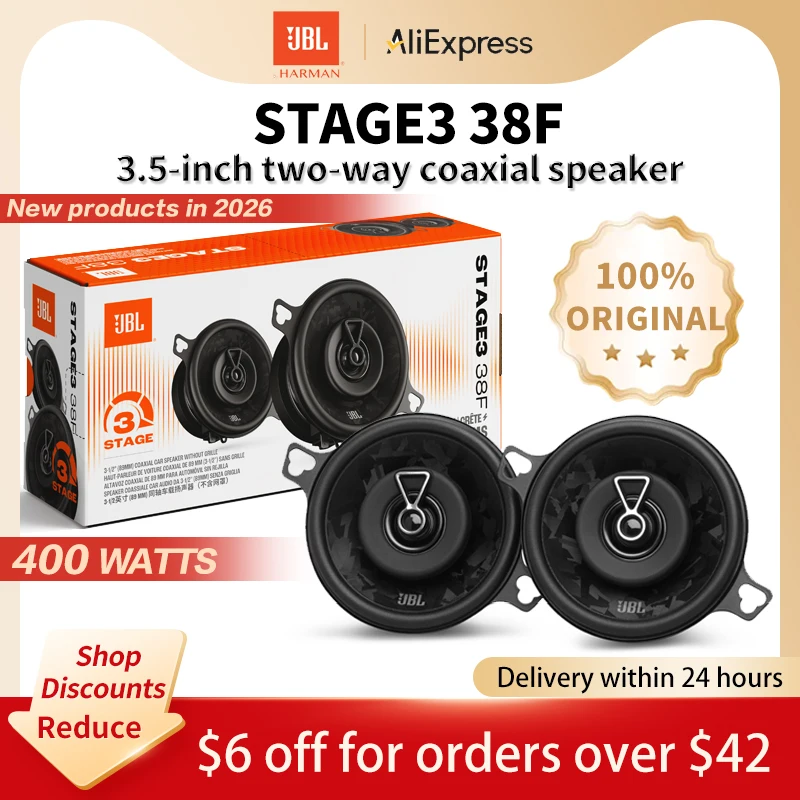 Altavoz coaxial JBL para coche de 3.5 pulgadas, tweeter y rango medio Stage 3, altavoz estéreo original JBL de 3.5 pulgadas GX328