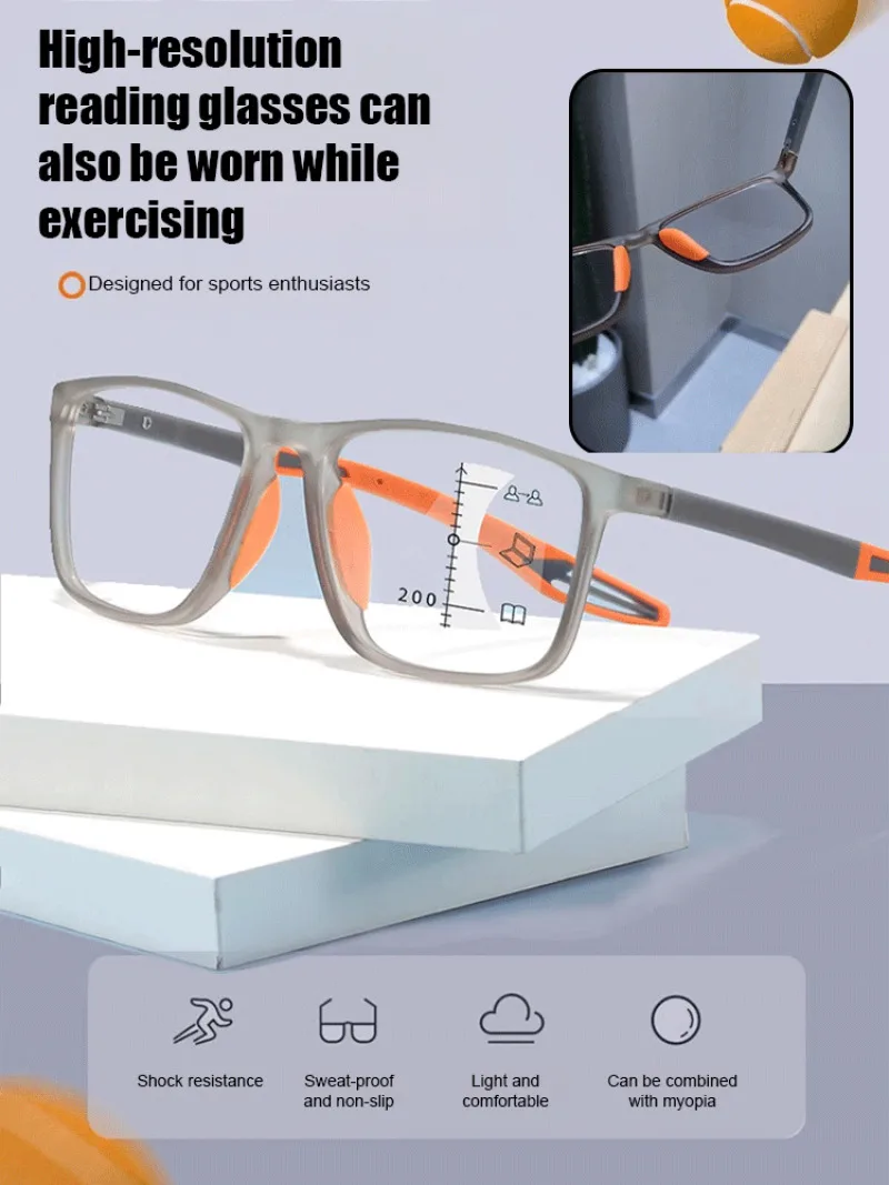 نظارات متعددة البؤر طويلة النظر للرجال والنساء، نظارات قراءة جديدة مضادة للضوء الأزرق بالقرب والبعيد، خفيفة الوزن ومريحة ومتينة #3
