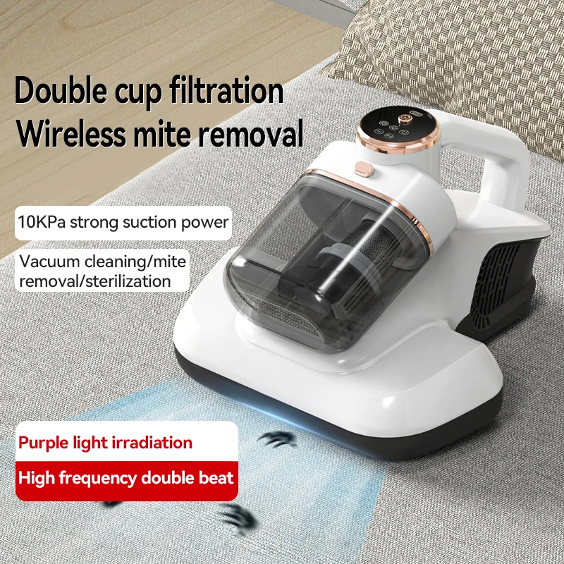 Aspirapolvere a doppia tazza con display a LED Aspirapolvere UV portatile a forte aspirazione Divano Materasso Rimozione wireless degli acari della polvere