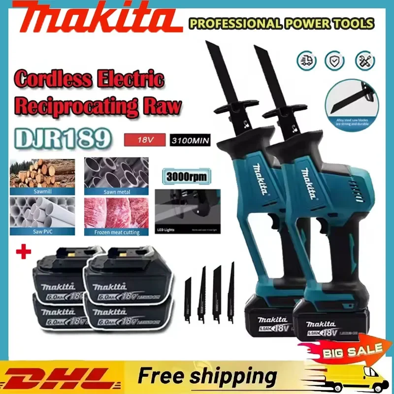 

Makita DJR189 Cordless Rechargeable Wood Metal Cutting Saw Brushless Electric Reciprocating Saw Portable Power Tools 18V