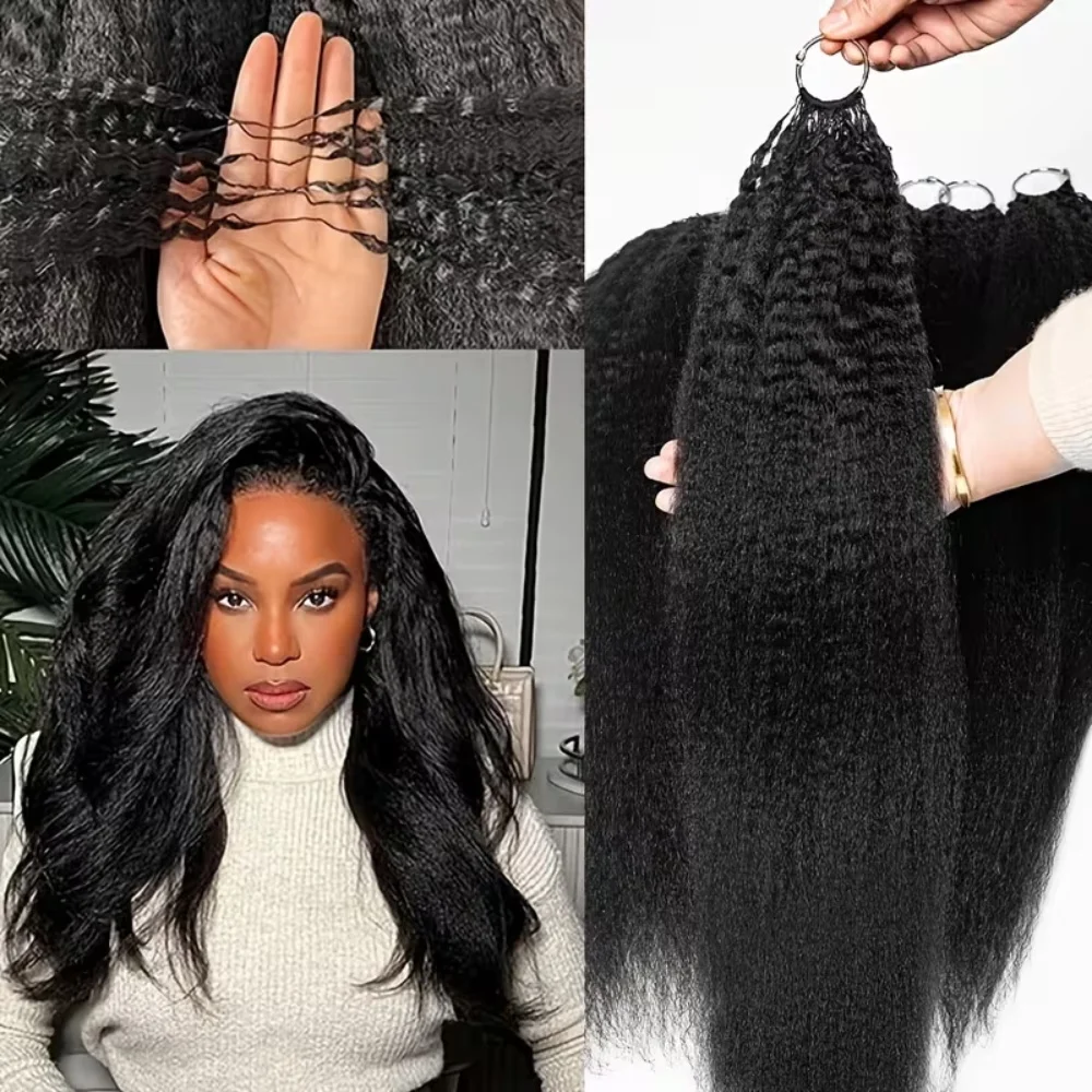 Cheveux humains vierges en vrac Light Yaki Straight Miracle Knots 3ème génération, pour crochet plume, sans nœuds, pré-séparés, bouclés profonds, pour tresses