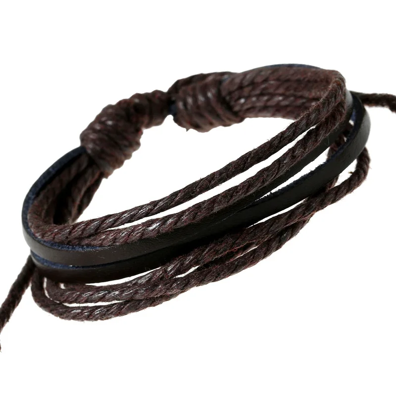 Kirykle-pulsera de cuero tejida a mano para mujer y hombre, pulsera de cuerda encerada de colores multicapa, correa de muñeca para pareja, regalo de