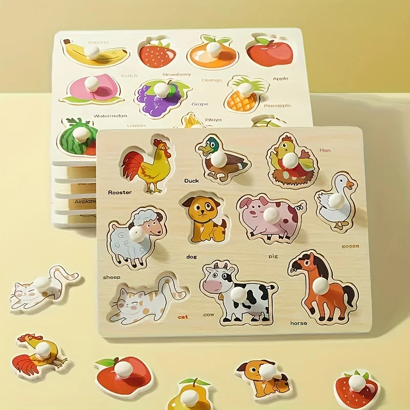 

Деревянные игрушки-пазлы, подходящие для дошкольного образования, игрушки-пазлы для маленьких детей,