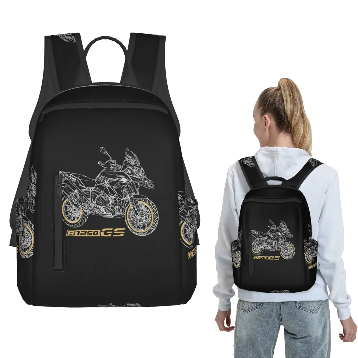 GS 1250 R 1250 Adventure Motorcycle Backpack Daypack Boys Girls BookBag School Bag Shoulder Bags for Men Women