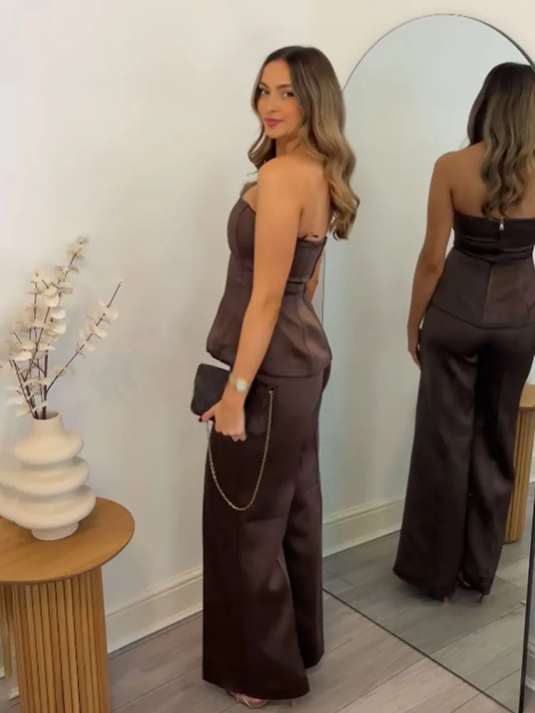 

HH женский модный брючный костюм без бретелек на молнии, короткие топы + ажурные пиджаки с открытой спиной + брюки с высокой талией, женские уличные комплекты