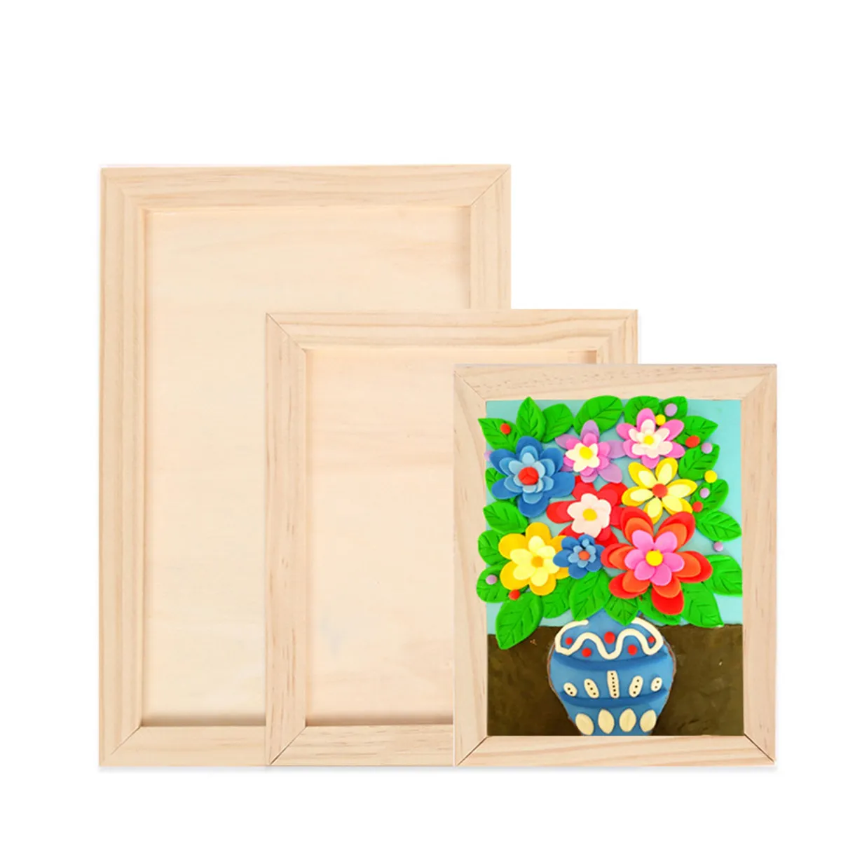 2Pcs Wooden Blank Picture Frame with Mini Easel for Painting Display DIY Wall Art Handmade Decor Craft Supplies Art Hobby