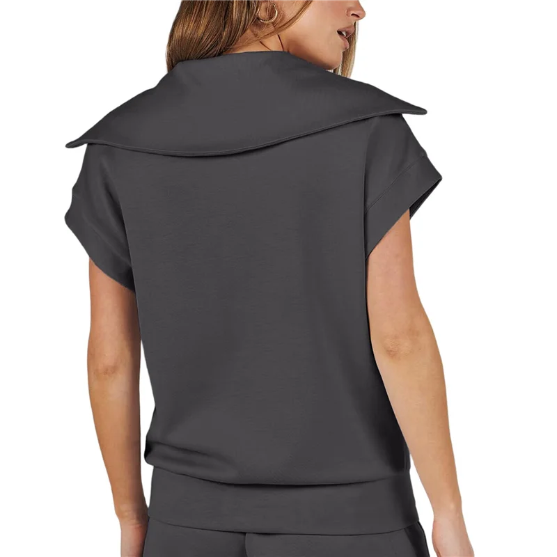 AOAO-Женские летние короткие наряды на молнии, спортивный костюм для отдыха, топы